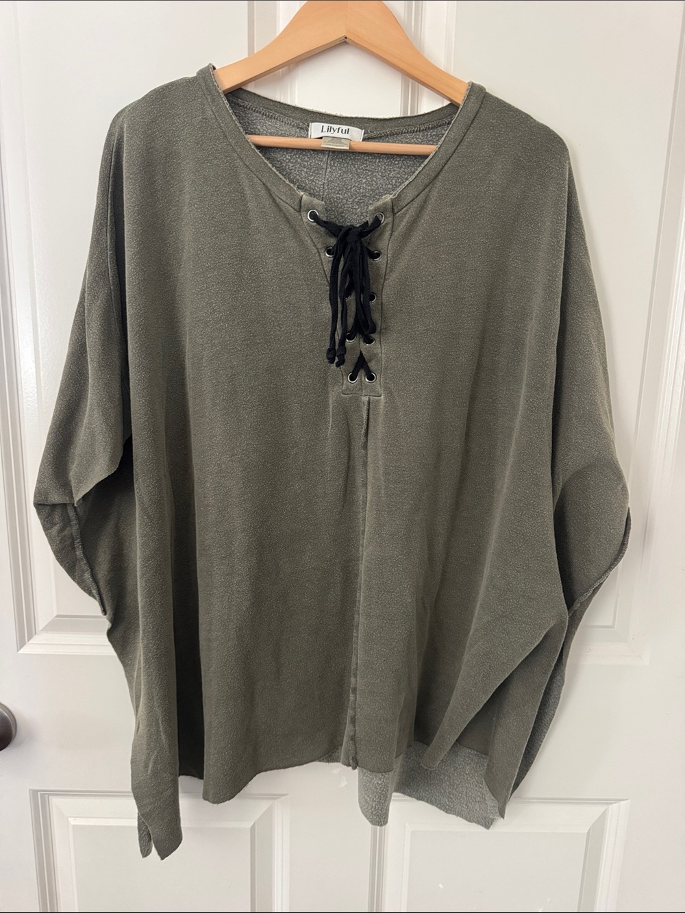 Lilyful Olive Lace-Up Women’s Top